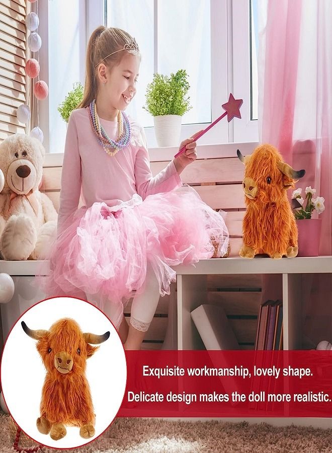Highland Cow Stuffed Animals Plush Toy Fluffy Highland Bull Animal Plush Doll Soft Gift for Kids Boys Girls, 30cm Tall(Brown)  - Image 5