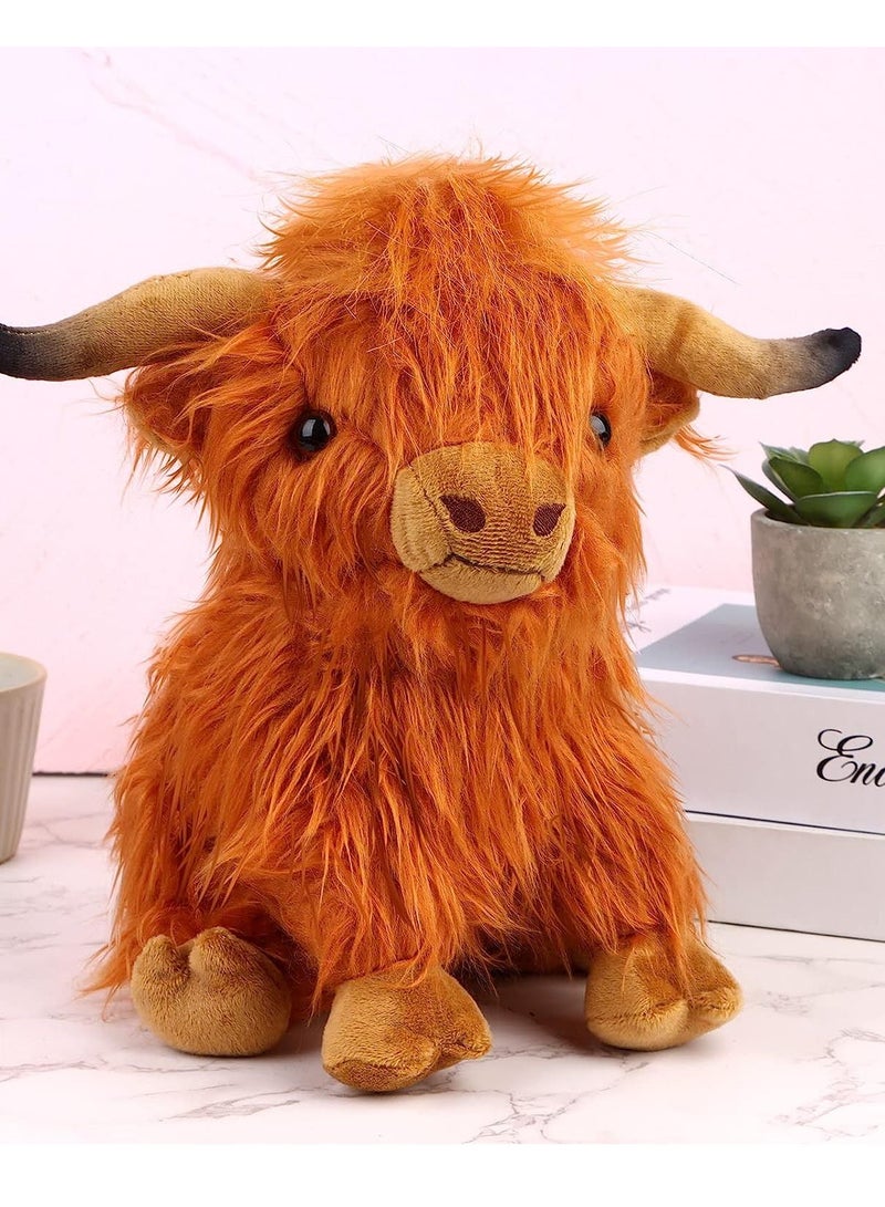 Highland Cow Stuffed Animals Plush Toy Fluffy Highland Bull Animal Plush Doll Soft Gift for Kids Boys Girls, 30cm Tall(Brown)  - Image 3