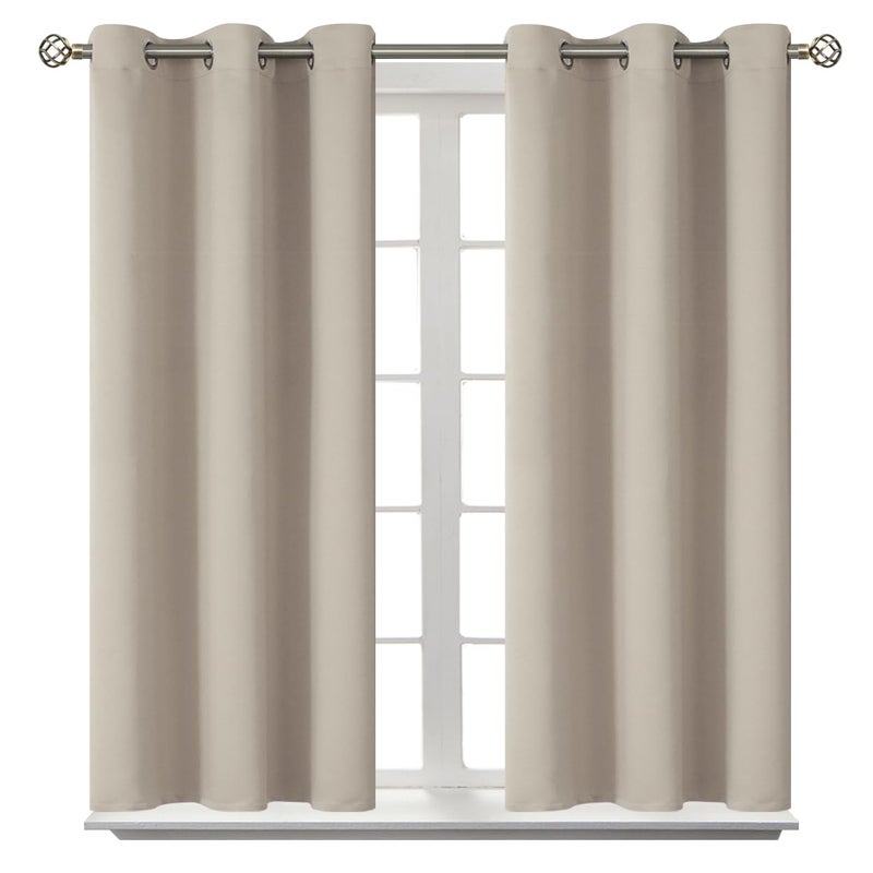 BGment Room Darkening Curtains 45 Inches Long - Grommet Thermal Insulated Drapes Window Treatment Curtains for Bedroom, 2 Panels, 38 x 45 Inch, Camel - Image 1
