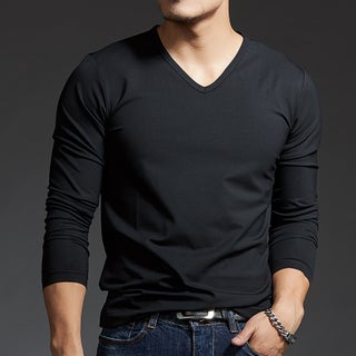 Slim Fit V-Neck Long Sleeve Tee for Men Black - pzsku/Z0DBC2CD958C0787824FDZ/45/1746193611/a9bd6462-1484-47c2-98a9-9148a7cd158e