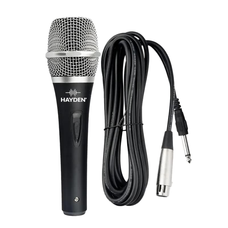 Hayden BK-103 Dynamic Cardioid Vocal Microphone with 5-Meter XLR Cable, On/Off Switch, Smart Noise Reduction, Metal Body Compatible with Karaoke Machines, Singing, Speakers, Amplifiers (Black) - Image 1