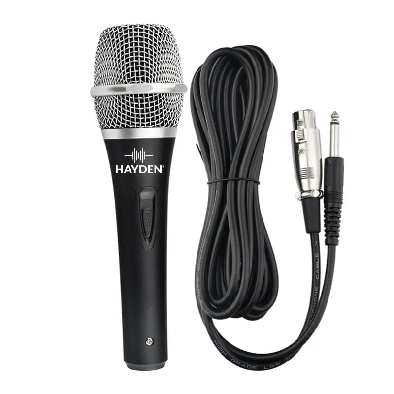 Hayden BK-103 Dynamic Cardioid Vocal Microphone with 5-Meter XLR Cable, On/Off Switch, Smart Noise Reduction, Metal Body Compatible with Karaoke Machines, Singing, Speakers, Amplifiers (Black) - Image 3