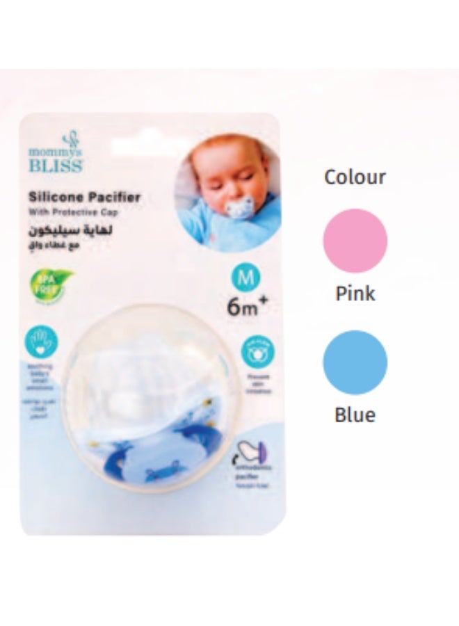 Mommy's Bliss Orthodontic Silicone Pacifier – BPA-Free, Soft & Durable – Teething Relief for Infants 0+ Months (Blue)