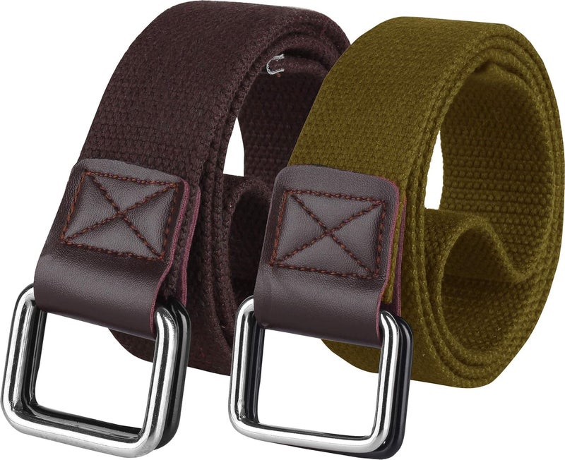 ALFA ZORO Cotton belt for men, D buckle gents belt, Combo Pack CB40-40-2PC - Image 1