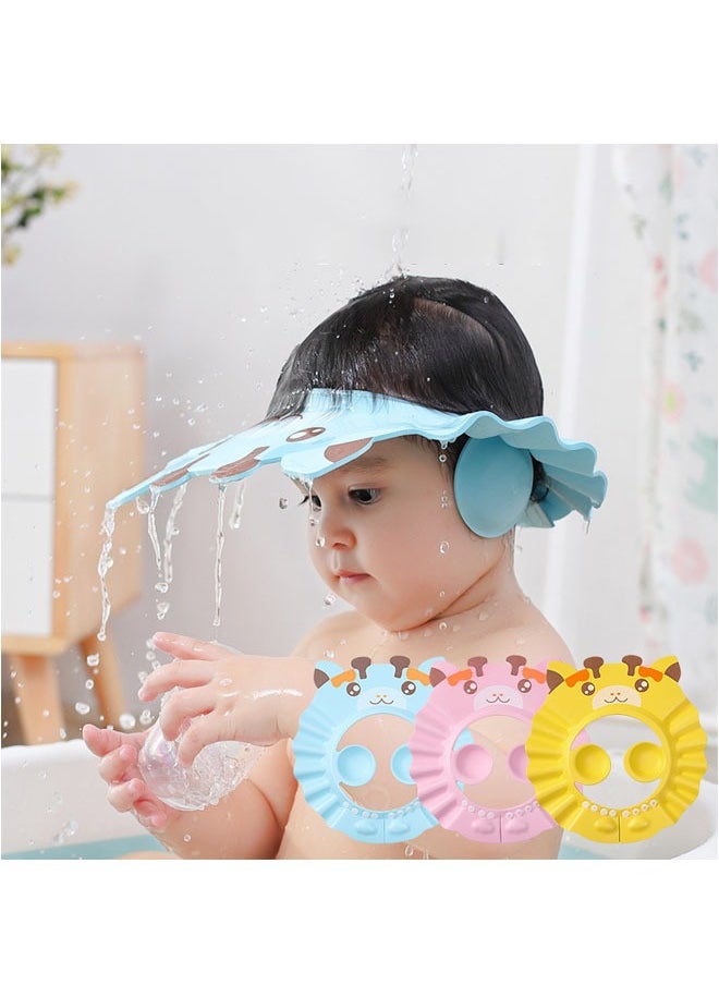 Bukela - Baby Shower Cap Bathing Cap , 3 Pcs Soft Adjustable Visor Hat Safe Shampoo Shower Bathing Protection Bath Cap for Toddler,  Baby, Kids, Children - Image 1