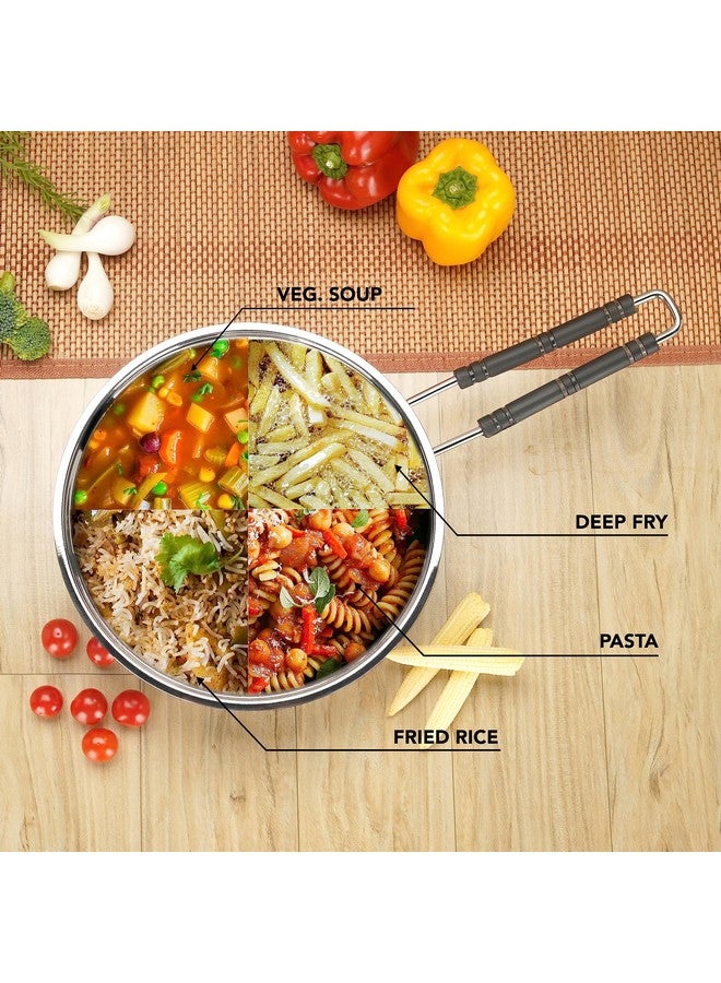 Sumeet Stainless Steel Induction Bottom (Encapsulated Bottom) Fry Pan 2.250 LTR, 25.5 cm Dia, Silver - Image 3