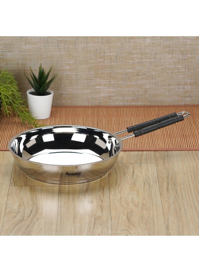 Sumeet Stainless Steel Induction Bottom (Encapsulated Bottom) Fry Pan 2.250 LTR, 25.5 cm Dia, Silver - Image 1