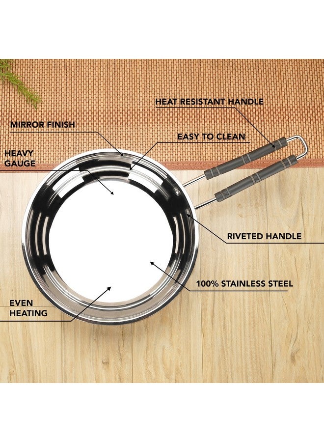 Sumeet Stainless Steel Induction Bottom (Encapsulated Bottom) Fry Pan 2.250 LTR, 25.5 cm Dia, Silver - Image 2