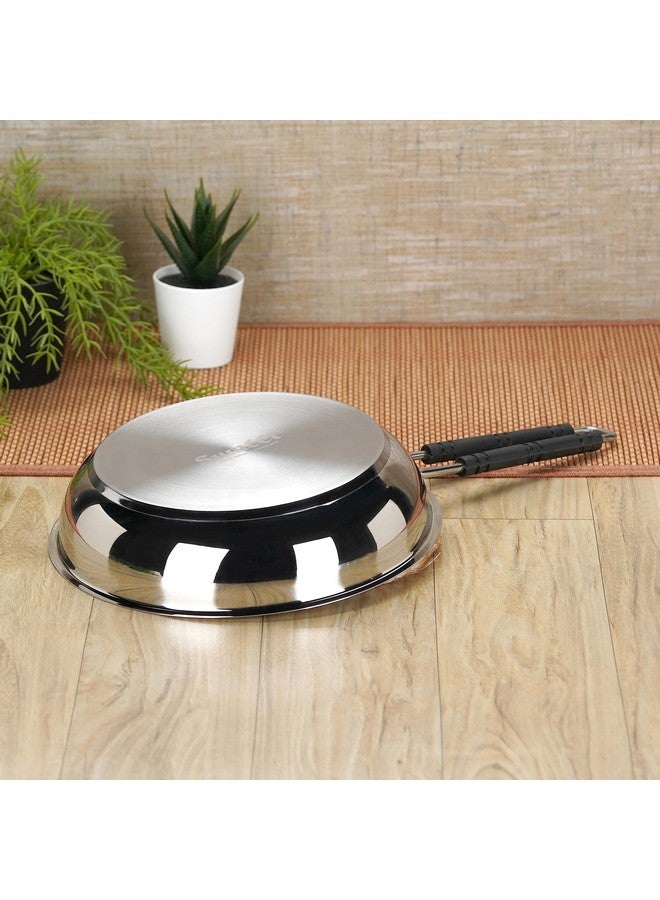 Sumeet Stainless Steel Induction Bottom (Encapsulated Bottom) Fry Pan 2.250 LTR, 25.5 cm Dia, Silver - Image 5