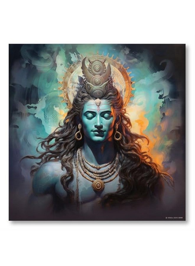 SAF لوحة فنية لساف لورد شيفا - لوحة قماشية تجريدية إلهية | صورة هادئة لماها ديف لغرفة المعيشة أو المعبد أو ركن التأمل 30 بوصة × 30 بوصة - Image 2