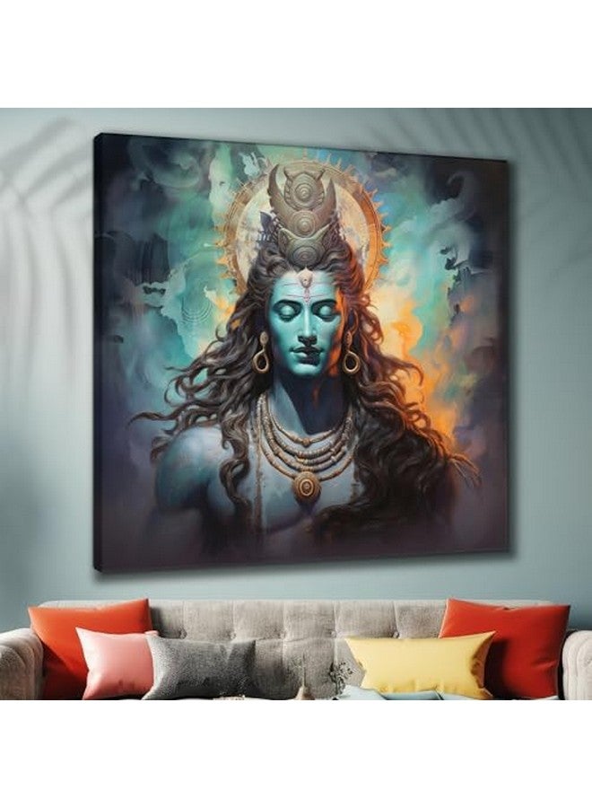 SAF لوحة فنية لساف لورد شيفا - لوحة قماشية تجريدية إلهية | صورة هادئة لماها ديف لغرفة المعيشة أو المعبد أو ركن التأمل 30 بوصة × 30 بوصة - Image 1