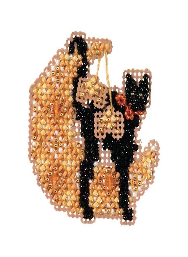 Mill Hill Moon Kitty Beaded Counted Cross Stitch Halloween Ornament Kit Mill Hill 2005 Autumn Harvest MHAH72 - Image 1