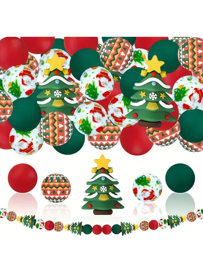 30 قطعة من مجموعة خرز السيليكون لعيد الميلاد للصناعات اليدوية لصنع المجوهرات قلادة سوار - Image 3