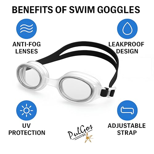 PulGos Swimming Goggles Unisex Swim Glasses For Kids, Teens & Adults | Anti-Fog, UV-Protected, Leak-Proof With Soft Silicone Seal & Adjustable Strap Ideal For Pool Training& Recreation,Black - Image 4