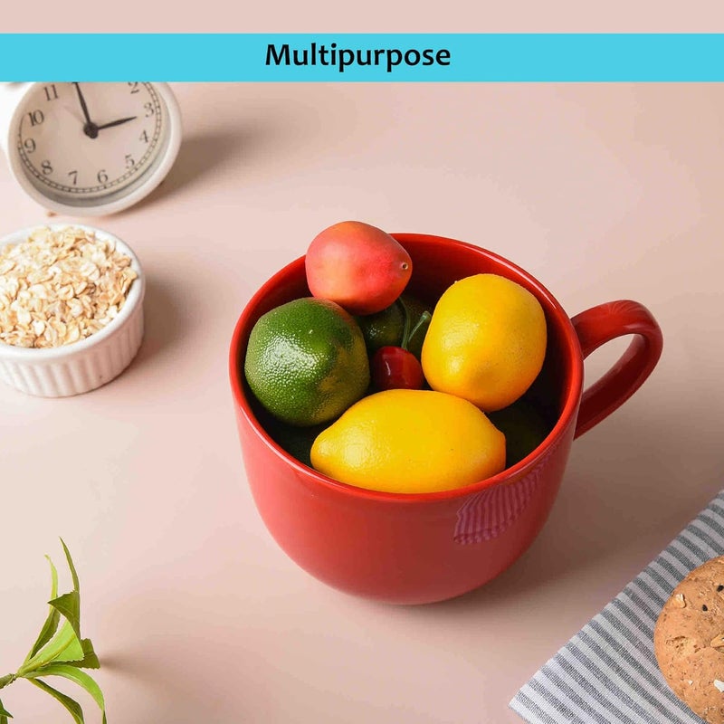 CAILIDE 50oz large Ceramic Soup Mug with Handles for Coffee Tea Ice Cream Cereal Red - Image 4