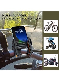 GIFT Motorcycle Phone Mount, Upgrade Bike Phone Holder,Motorcycle Phone Mount, Not Block Camera, Compatible with  All Phones 4.5-7" (Black Orange)  - Image 2