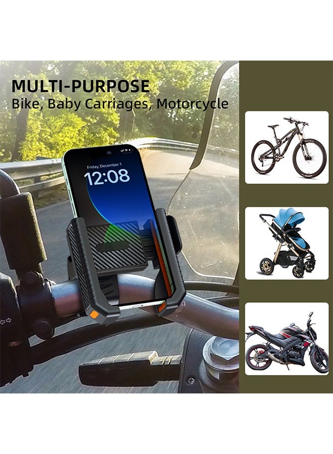 GIFT Motorcycle Phone Mount, Upgrade Bike Phone Holder,Motorcycle Phone Mount, Not Block Camera, Compatible with  All Phones 4.5-7" (Black Orange)  - Image 2
