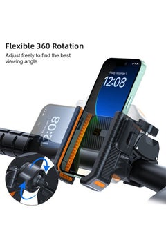 GIFT Motorcycle Phone Mount, Upgrade Bike Phone Holder,Motorcycle Phone Mount, Not Block Camera, Compatible with  All Phones 4.5-7" (Black Orange)  - Image 4