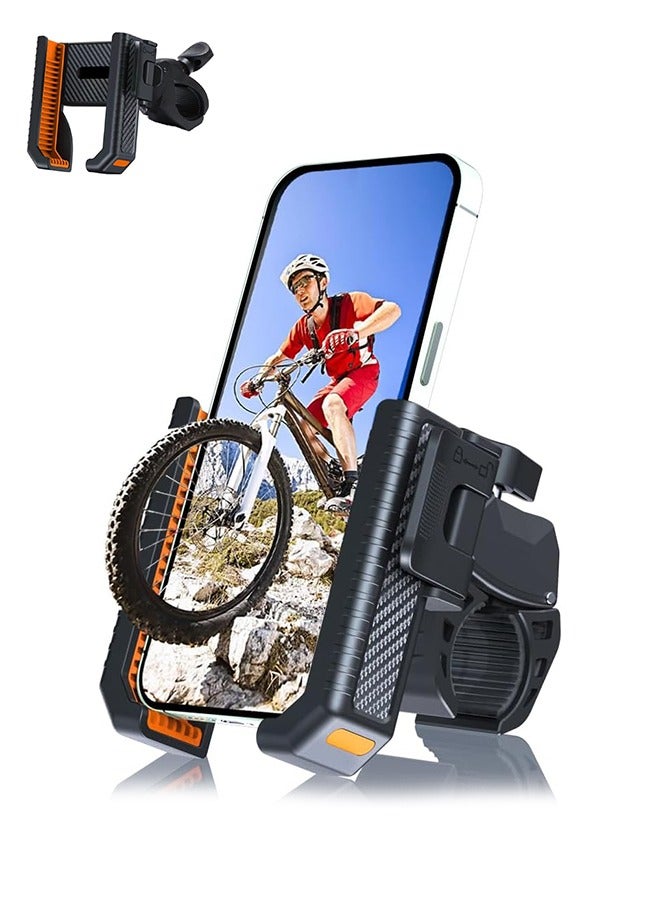 GIFT Motorcycle Phone Mount, Upgrade Bike Phone Holder,Motorcycle Phone Mount, Not Block Camera, Compatible with  All Phones 4.5-7" (Black Orange)  - Image 1