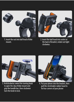 GIFT Motorcycle Phone Mount, Upgrade Bike Phone Holder,Motorcycle Phone Mount, Not Block Camera, Compatible with  All Phones 4.5-7" (Black Orange)  - Image 5