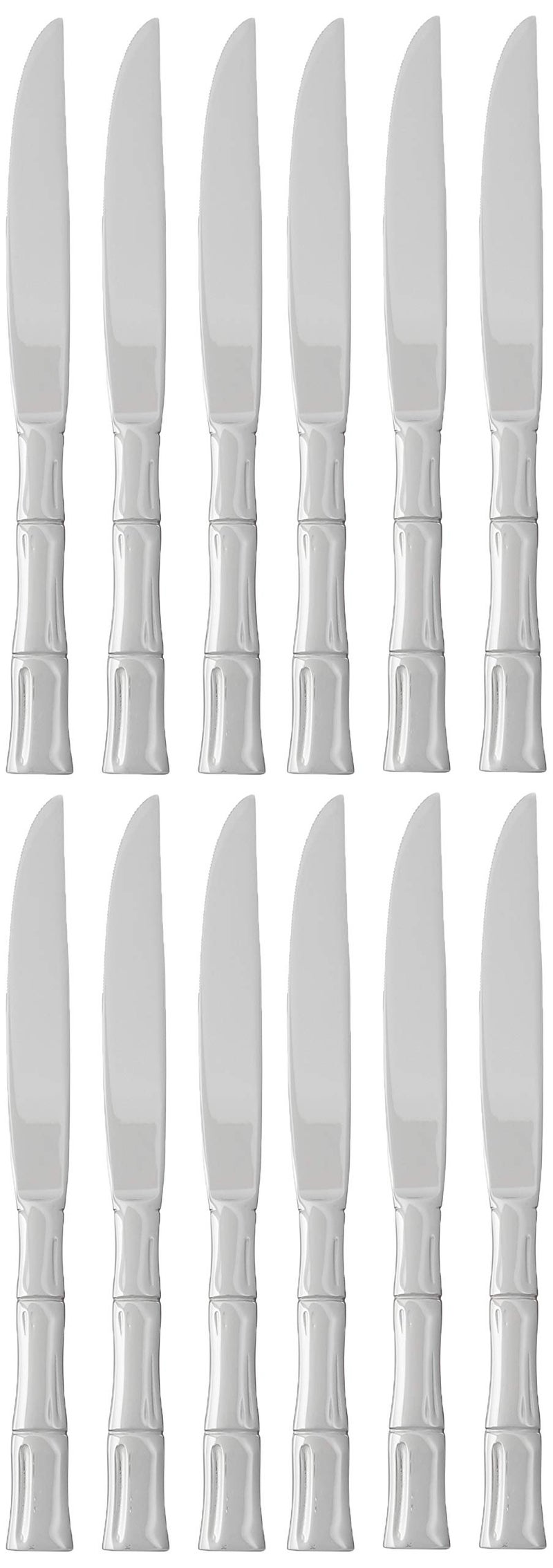 Fortessa Royal Pacific 18/10 Stainless Steel Flatware Solid Handle Steak Knife, Set of 12,Silver - Image 2