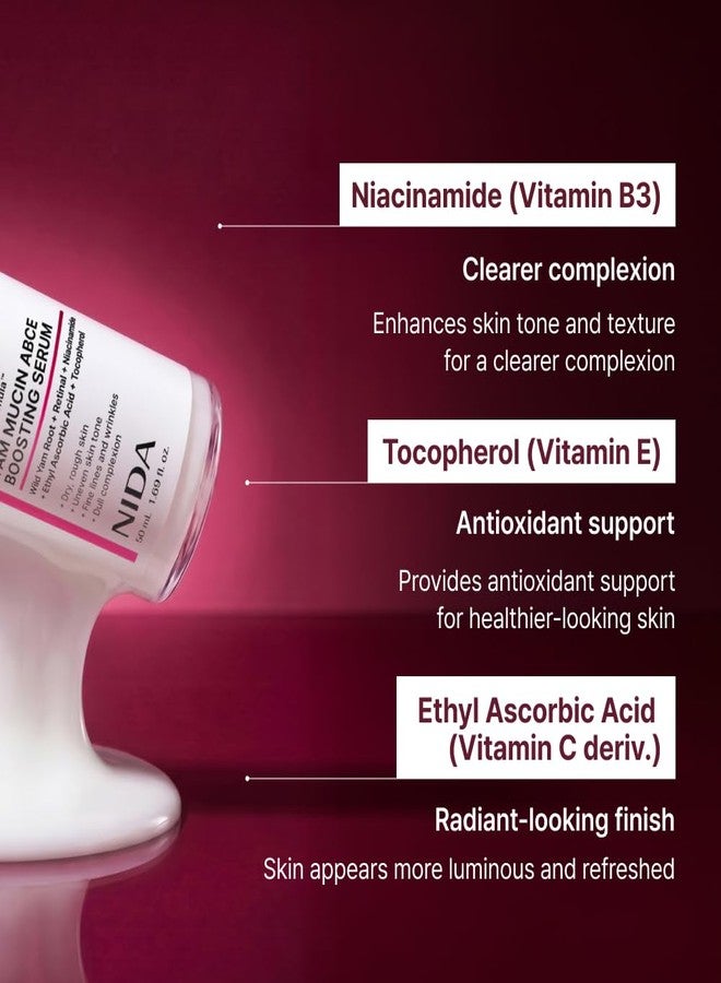 NIDA Youthful Formula™ Yam Mucin ABCE Boosting Serum | Wild Yam Root, Retinal, Panthenol, Vitamin C & E | Anti-Wrinkle, Brightening | 1.69 fl. oz., 50mL - Image 4