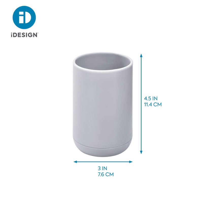 InterDesign iDesign Toothbrush Holder for Normal Toothbrushes, Spin Brushes, and Toothpaste, The Cade Collection - 3" x 3" x 4. 5", Matte Gray - Image 3