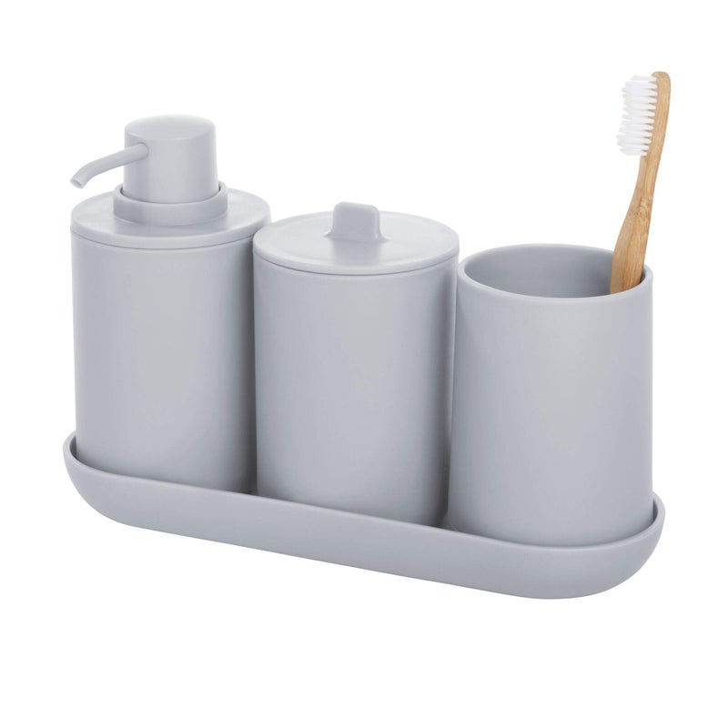 InterDesign iDesign Toothbrush Holder for Normal Toothbrushes, Spin Brushes, and Toothpaste, The Cade Collection - 3" x 3" x 4. 5", Matte Gray - Image 5