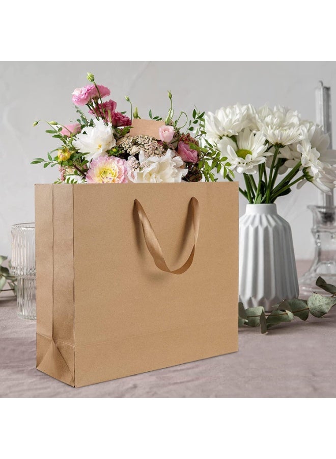 12 Pack Large Kraft Paper Gift Bags, Eco-Friendly Brown Shopping Bags, Recyclable Paper Bags for Weddings, Holidays Small Business - Image 2