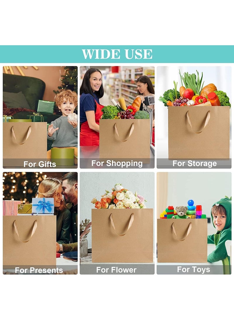 12 Pack Large Kraft Paper Gift Bags, Eco-Friendly Brown Shopping Bags, Recyclable Paper Bags for Weddings, Holidays Small Business - Image 5