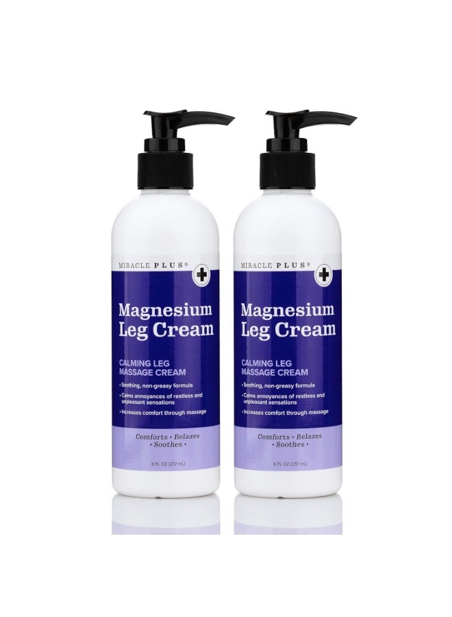 Miracle Plus Magnesium Cream For Leg Relief | Magnesium Lotion Calming Leg Cream Herbal Moisturizer Topical Body Butter Soothes + Calms Sensations, Itching, & Shaking, 2pc - Image 1