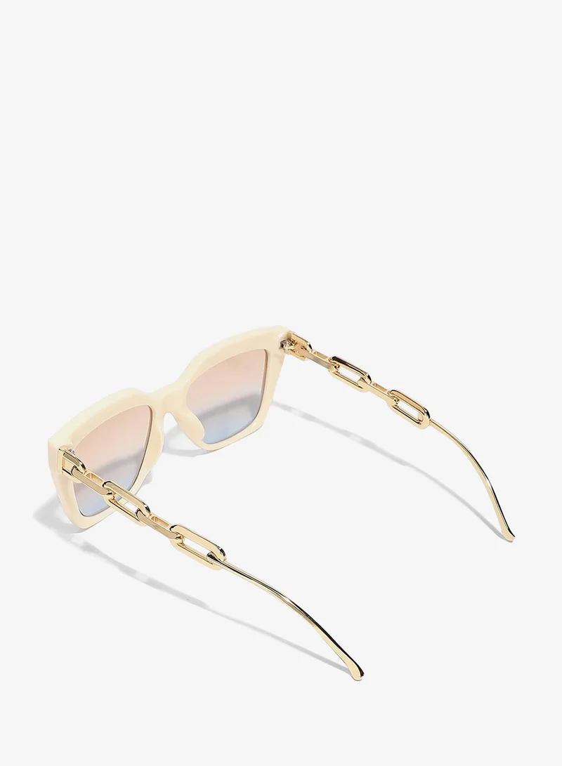 Haute Sauce  White Frame Gold Stem Cat Eye Sunglass for Women | Best Price UAE