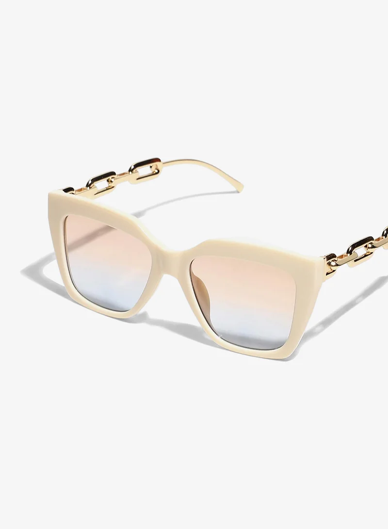 Haute Sauce  White Frame Gold Stem Cat Eye Sunglass for Women | Best Price UAE