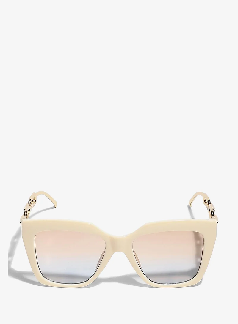 Haute Sauce  White Frame Gold Stem Cat Eye Sunglass for Women | Best Price UAE