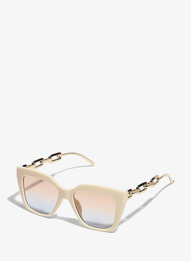 Haute Sauce  White Frame Gold Stem Cat Eye Sunglass for Women | Best Price UAE