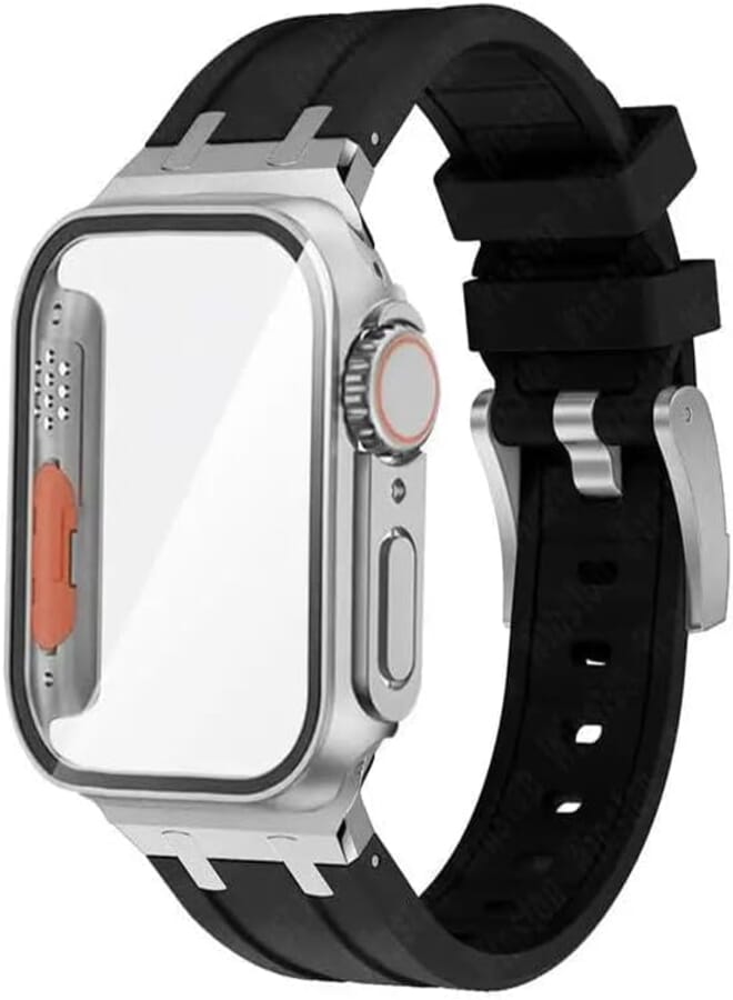 Next Next Store New Premium Silicone Strap with Ultra Protective Case Compatible with Series 7-8-9 45mm