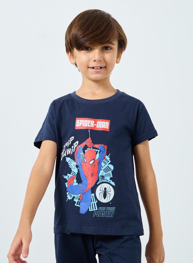 ستايلي طقم من شورت بيجاما وتيشيرت بطبعة سبايدر مان - Image 2