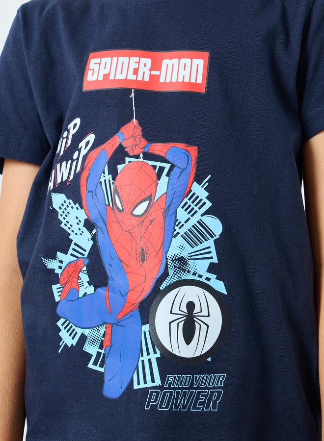 ستايلي طقم من شورت بيجاما وتيشيرت بطبعة سبايدر مان - Image 3