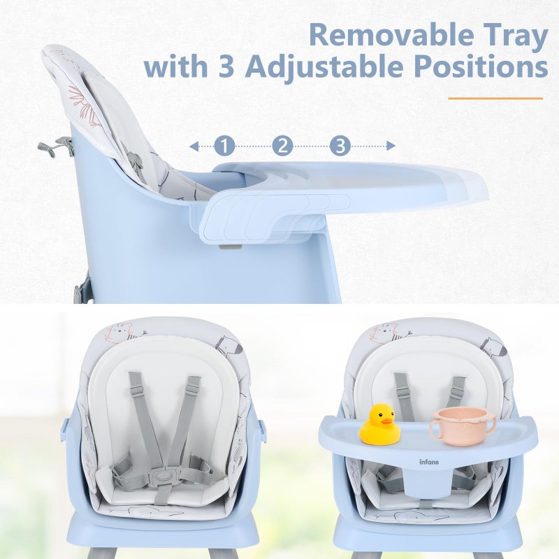 INFANS 8 in 1 Baby High Chair, Convertible Highchair for Babies and Toddlers, Infant Dining Booster Seat, Building Block Table, Kids Stool Table Chair Set with Removable Tray - Image 5