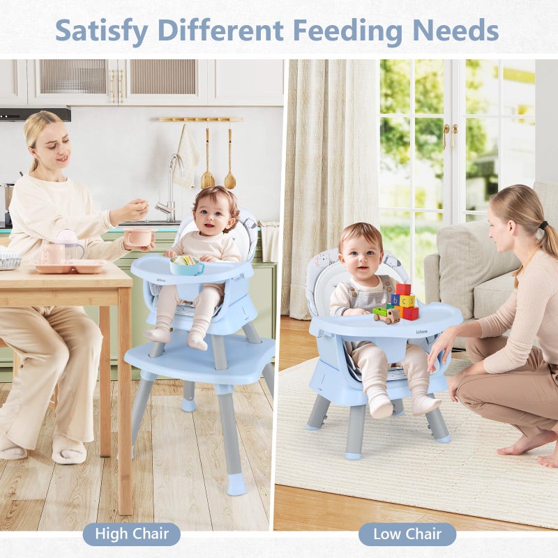 INFANS 8 in 1 Baby High Chair, Convertible Highchair for Babies and Toddlers, Infant Dining Booster Seat, Building Block Table, Kids Stool Table Chair Set with Removable Tray - Image 4