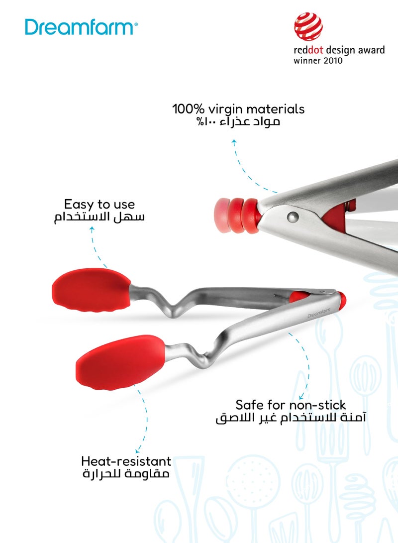 Dreamfarm 12-Inch Stainless Steel Tongs | Click-Lock Mechanism | Heat-Resistant Silicone Tips | Dishwasher Safe | Non-Scratch | Comfortable Grip | 36.5 x 8.5 x 3 cm - Image 3