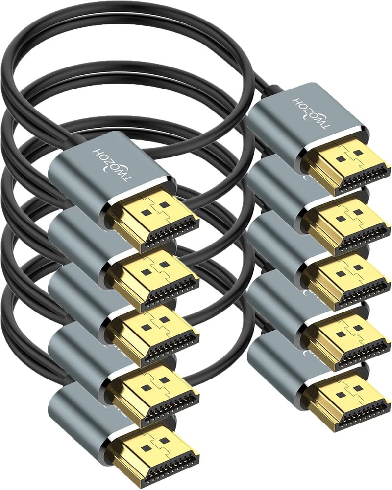 توزوه كابل HDMI نحيف 4K طويل من بطول 15 قدم، عبوة من 5 قطع، كابل HDMI نحيف فائق النحافة والمرونة يدعم 4K/60Hz 18gbps لأجهزة اللابتوب والشاشات وPS5 وPS4 وXbox One وFire TV - Image 1