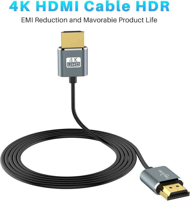 توزوه كابل HDMI نحيف 4K طويل من بطول 15 قدم، عبوة من 5 قطع، كابل HDMI نحيف فائق النحافة والمرونة يدعم 4K/60Hz 18gbps لأجهزة اللابتوب والشاشات وPS5 وPS4 وXbox One وFire TV - Image 4