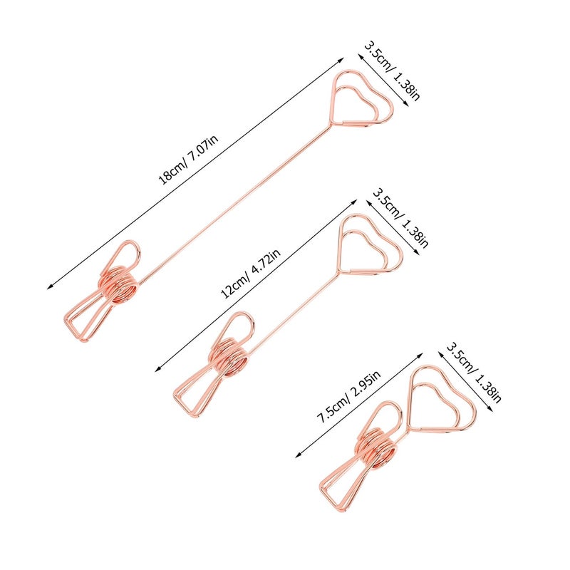 Rose Gold Heart Shaped Metal Memo Holders Card Clips Set of 6 Office Home Organizer - Image 3