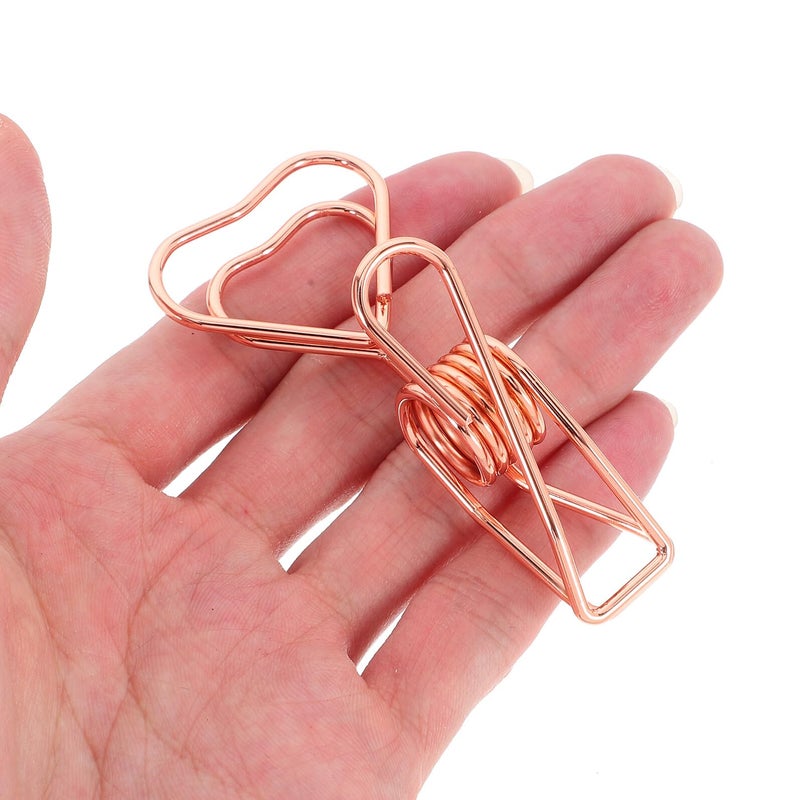 Rose Gold Heart Shaped Metal Memo Holders Card Clips Set of 6 Office Home Organizer - Image 5