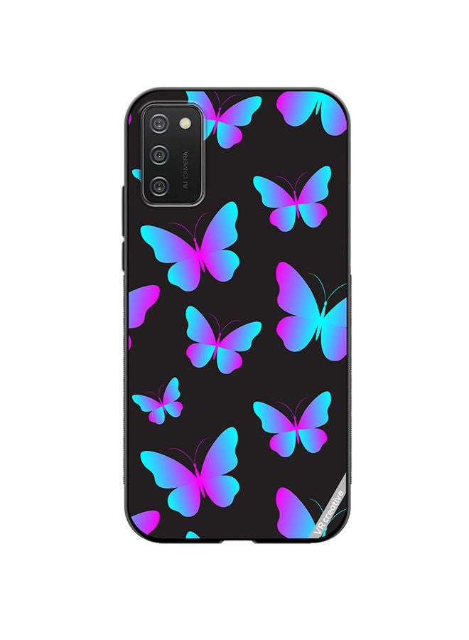 VR CREATIVE Protective Case Cover For Samsung Galaxy A02s Neon Butterflies Seamless Pattern Design Multicolour - Image 1