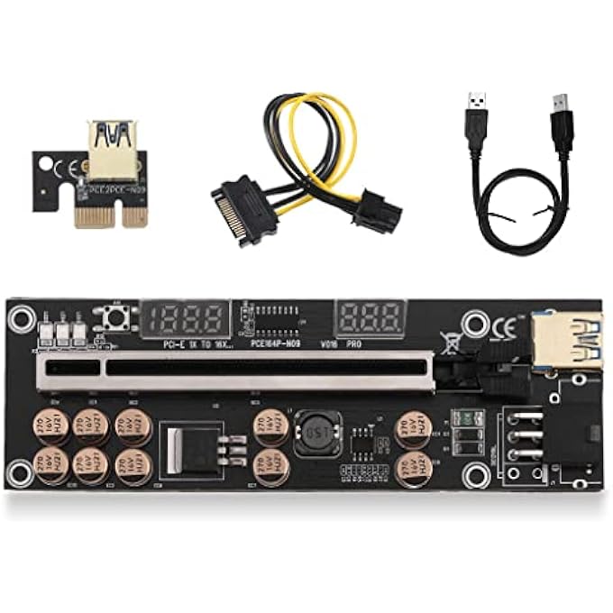 rayihni MINER COMPUTER PCI-E 1X TO 16X ADAPTER 6PIN POWER PORT PCI- EXTENDER WITH USB CABLE EQUIPMENT ACCESSORY - Image 1