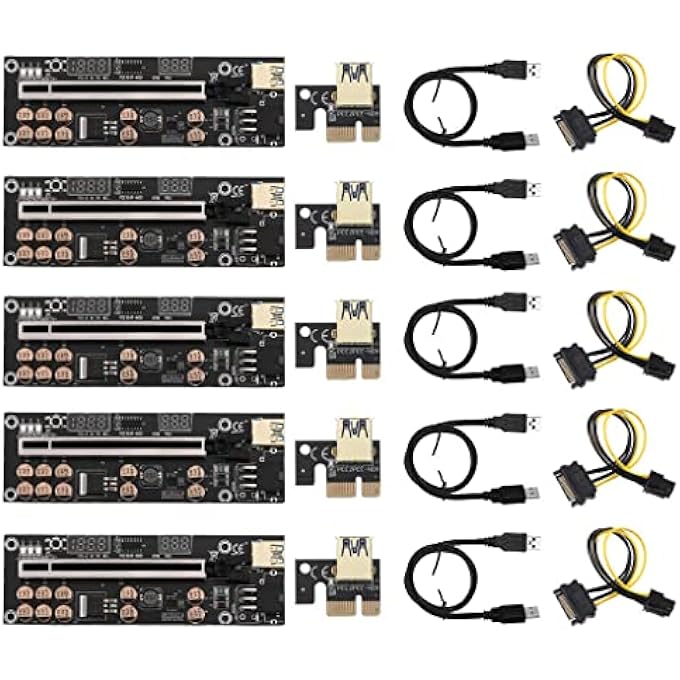 rayihni MINER COMPUTER PCI-E 1X TO 16X ADAPTER 6PIN POWER PORT PCI- EXTENDER WITH USB CABLE EQUIPMENT ACCESSORY - Image 2
