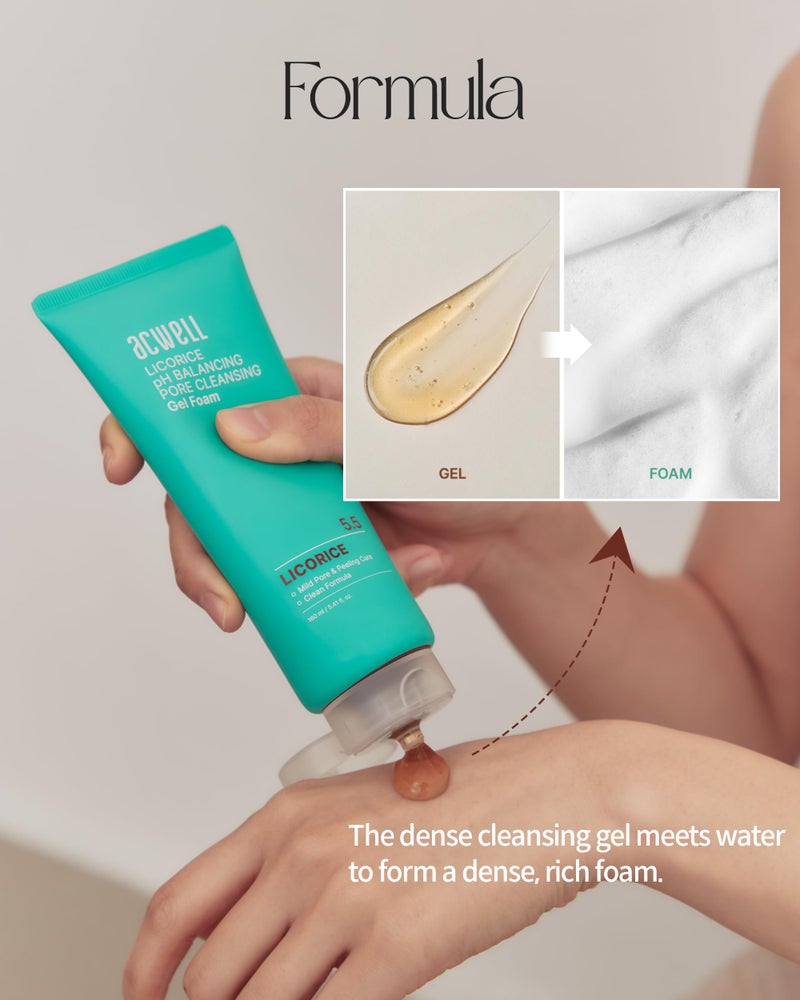 ACWELL Licorice pH Balancing Pore Cleansing Gel Foam - Gentle, Hypoallergenic Facial Cleanser for Clear, Smooth Skin, Deep Pore Cleaning with Licorice Extract, LHA, for All Skin Types, 5.4 fl.oz. - Image 5