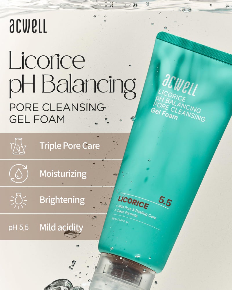 ACWELL Licorice pH Balancing Pore Cleansing Gel Foam - Gentle, Hypoallergenic Facial Cleanser for Clear, Smooth Skin, Deep Pore Cleaning with Licorice Extract, LHA, for All Skin Types, 5.4 fl.oz. - Image 2